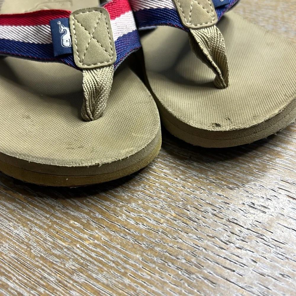 VINEYARD VINE Little Boy Red/White/Blue Thong Sandals 13